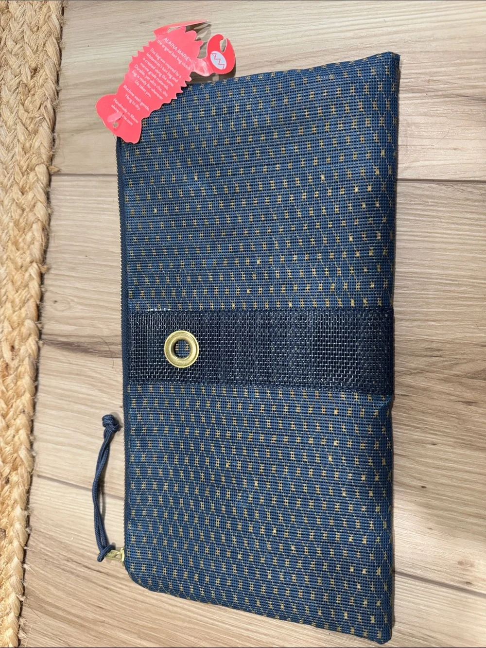 Alaina Marie Navy and Gold Woven Bait Bag Clutch Wallet